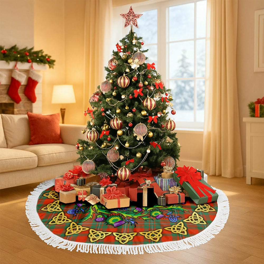 Scottish MacGregor Ancient Tartan Thistle Celtic Knot Christmas Tree Skirt - Image 6