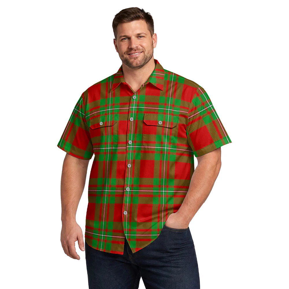 Scottish MacGregor Modern Clan Badge Tartan Short Sleeve Work Shirt - Image 4
