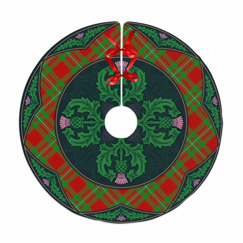 Scottish MacGregor Modern Tartan Christmas Tree Skirt Old Scottish Thistle Flower