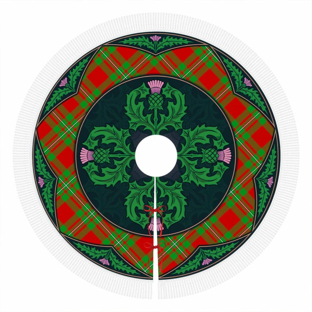 Scottish MacGregor Modern Tartan Christmas Tree Skirt Old Scottish Thistle Flower - Image 4