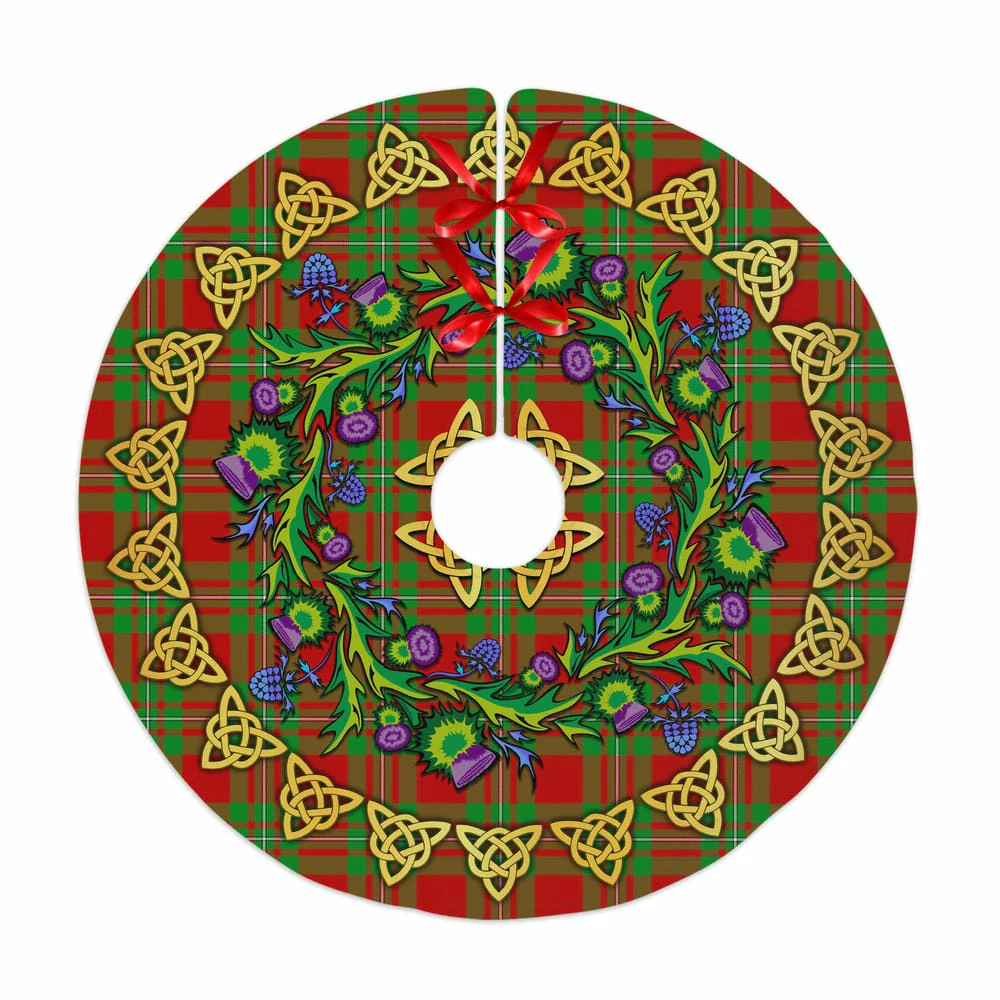 Scottish MacGregor Modern Tartan Thistle Celtic Knot Christmas Tree Skirt