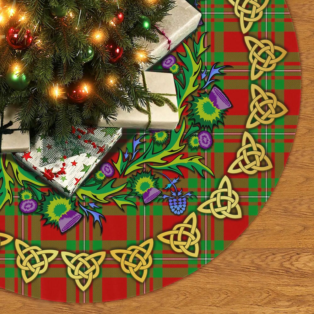 Scottish MacGregor Modern Tartan Thistle Celtic Knot Christmas Tree Skirt - Image 2