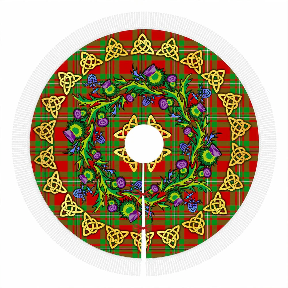 Scottish MacGregor Modern Tartan Thistle Celtic Knot Christmas Tree Skirt - Image 4
