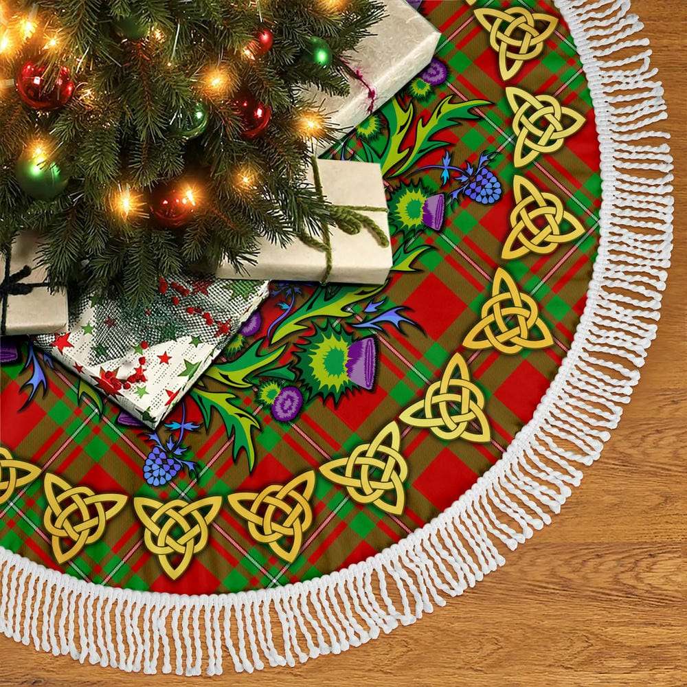 Scottish MacGregor Modern Tartan Thistle Celtic Knot Christmas Tree Skirt - Image 5
