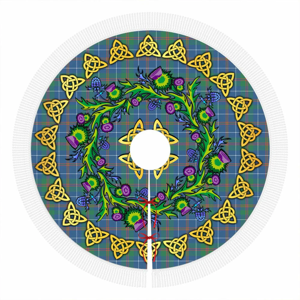 Scottish MacHardy Ancient Tartan Thistle Celtic Knot Christmas Tree Skirt - Image 4