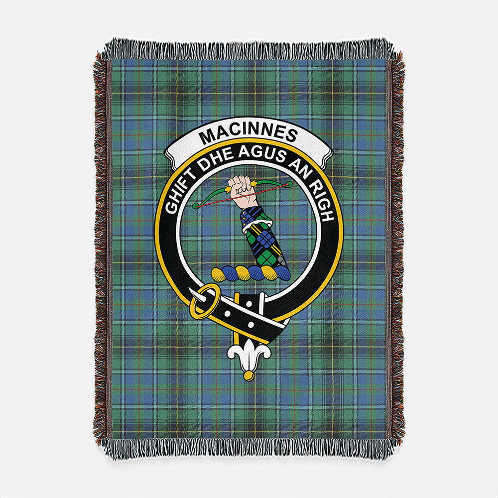 Scottish MacInnes Ancient Clan Badge Tartan Woven Blanket - Image 2