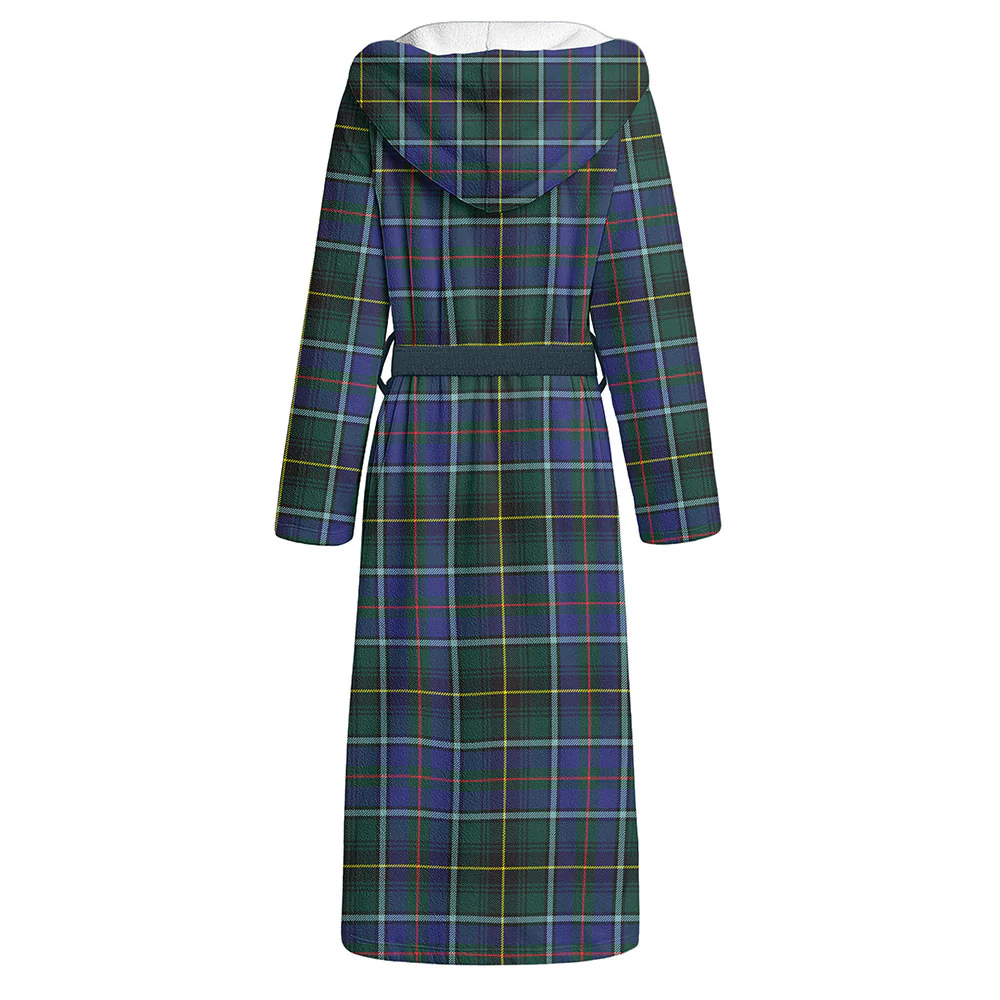 Scottish MacInnes Modern Clan Badge Tartan Flannel Hooded Bathrobe - Image 2