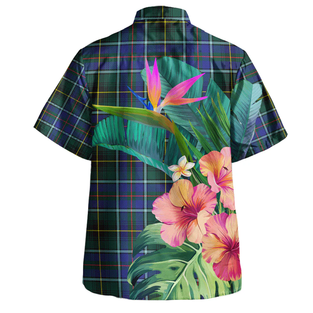 Scottish MacInnes Modern Clan Badge Tartan Hawaiian Shirt Bouquet Tropical Style - Image 4