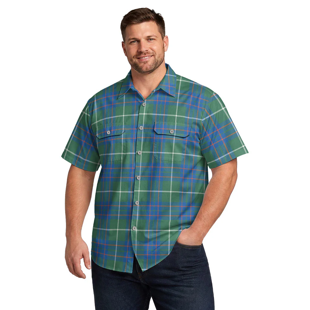 Scottish MacIntyre Hunting Ancient Clan Badge Tartan Short Sleeve Work Shirt - Image 4
