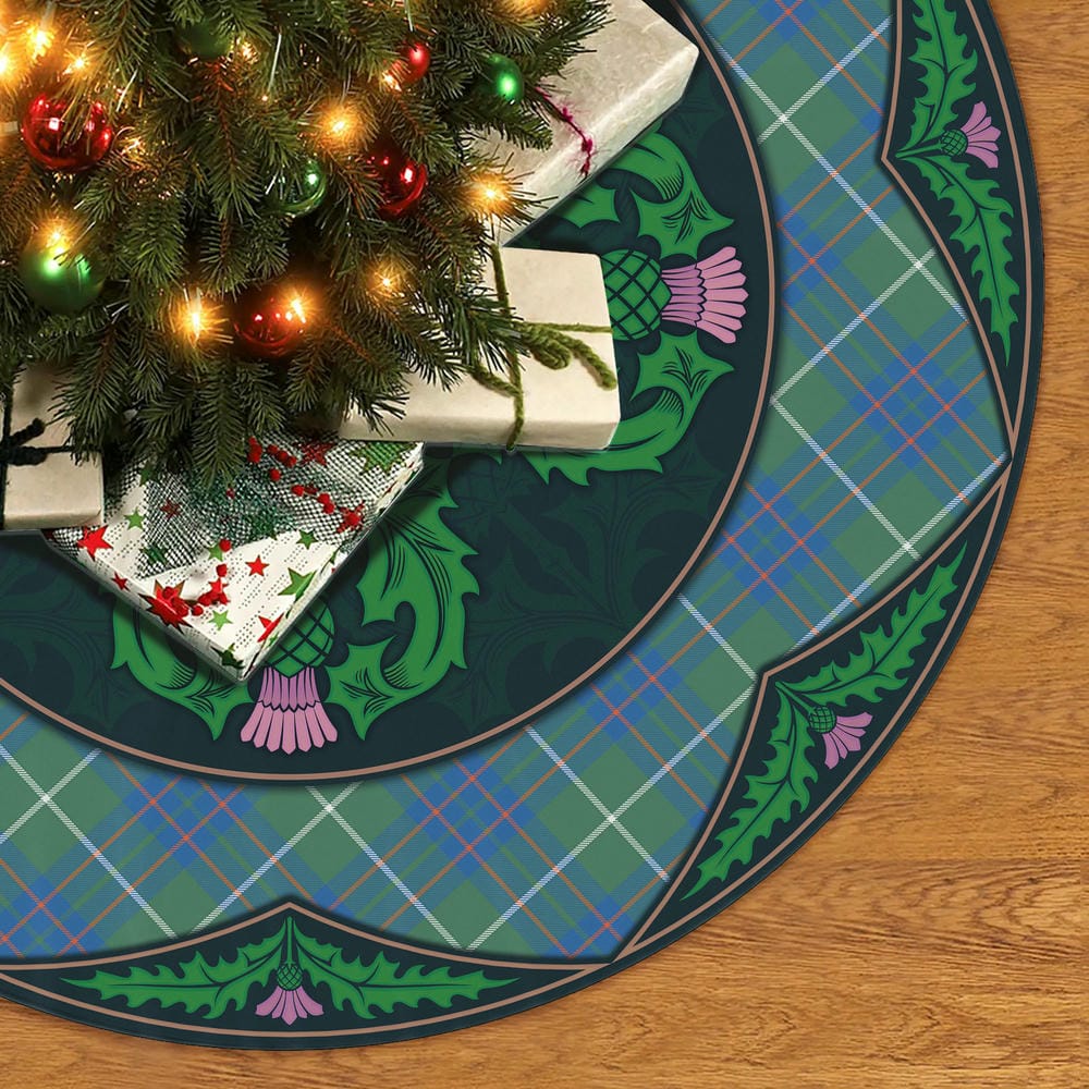 Scottish MacIntyre Hunting Ancient Tartan Christmas Tree Skirt Old Scottish Thistle Flower - Image 2