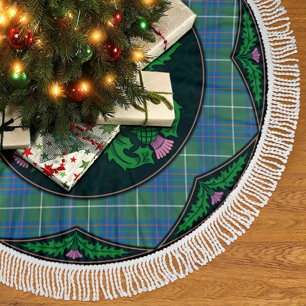 Scottish MacIntyre Hunting Ancient Tartan Christmas Tree Skirt Old Scottish Thistle Flower - Image 5