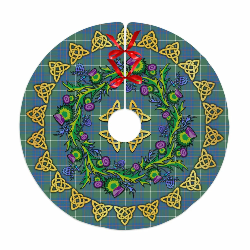 Scottish MacIntyre Hunting Ancient Tartan Thistle Celtic Knot Christmas Tree Skirt
