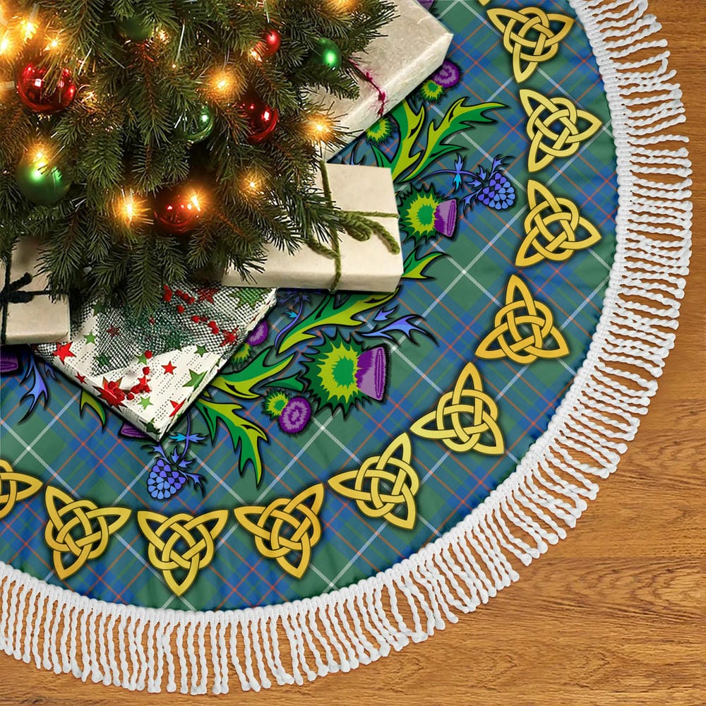 Scottish MacIntyre Hunting Ancient Tartan Thistle Celtic Knot Christmas Tree Skirt - Image 5