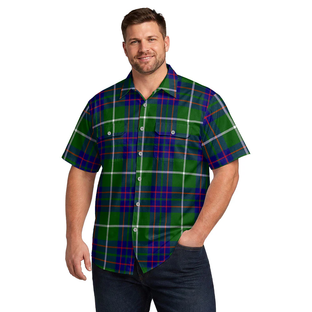 Scottish MacIntyre Hunting Modern Clan Badge Tartan Short Sleeve Work Shirt - Image 4