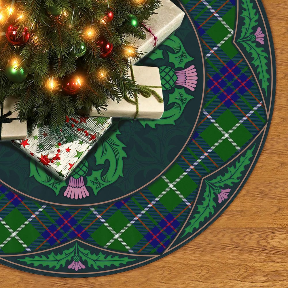 Scottish MacIntyre Hunting Modern Tartan Christmas Tree Skirt Old Scottish Thistle Flower - Image 2