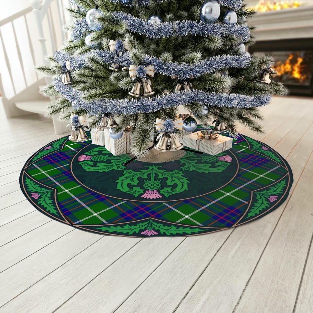 Scottish MacIntyre Hunting Modern Tartan Christmas Tree Skirt Old Scottish Thistle Flower - Image 3