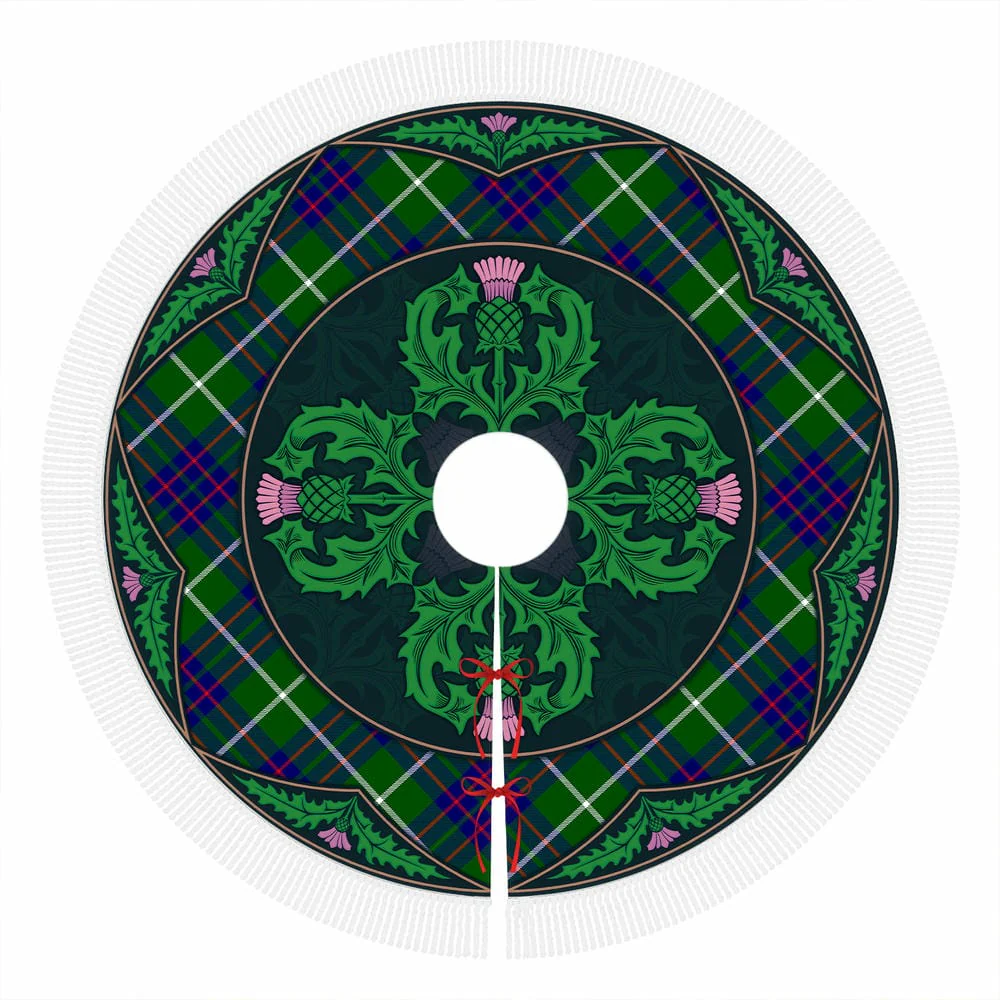 Scottish MacIntyre Hunting Modern Tartan Christmas Tree Skirt Old Scottish Thistle Flower - Image 4