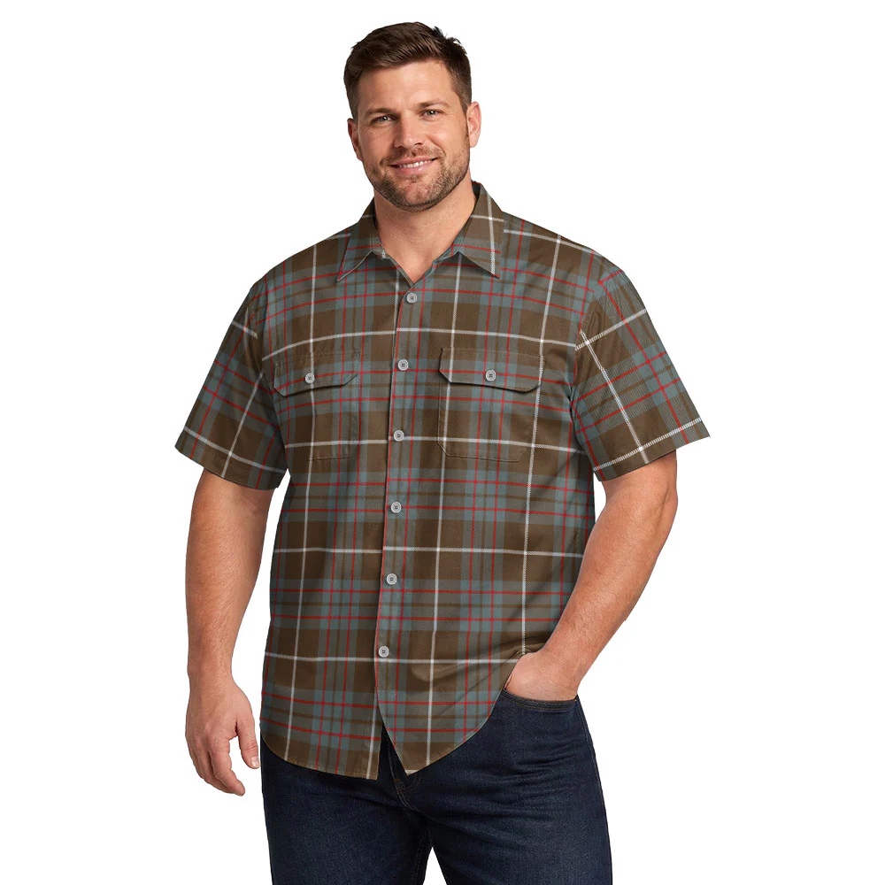 Scottish MacIntyre Hunting Weathered Clan Badge Tartan Short Sleeve Work Shirt - Image 4