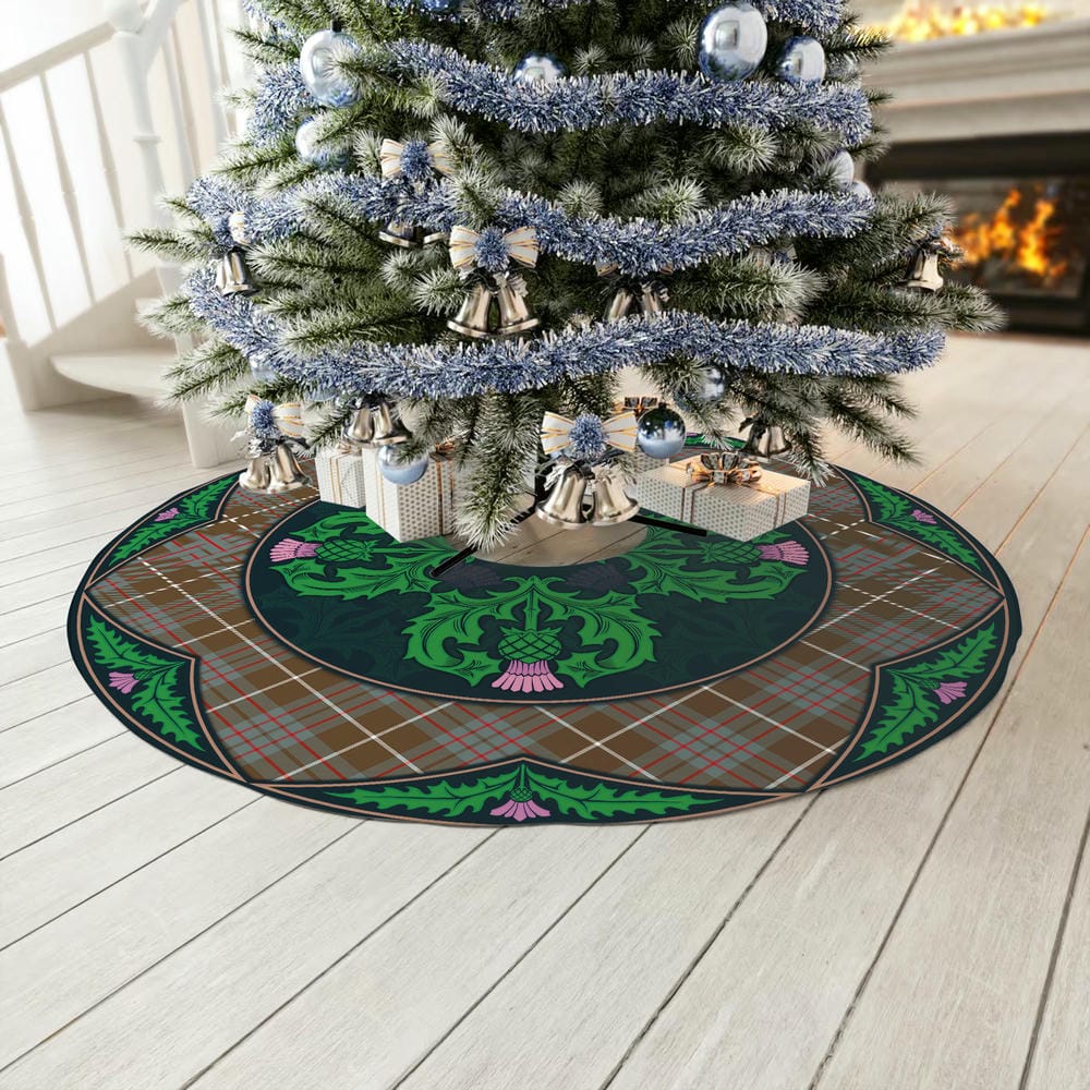 Scottish MacIntyre Hunting Weathered Tartan Christmas Tree Skirt Old Scottish Thistle Flower - Image 3