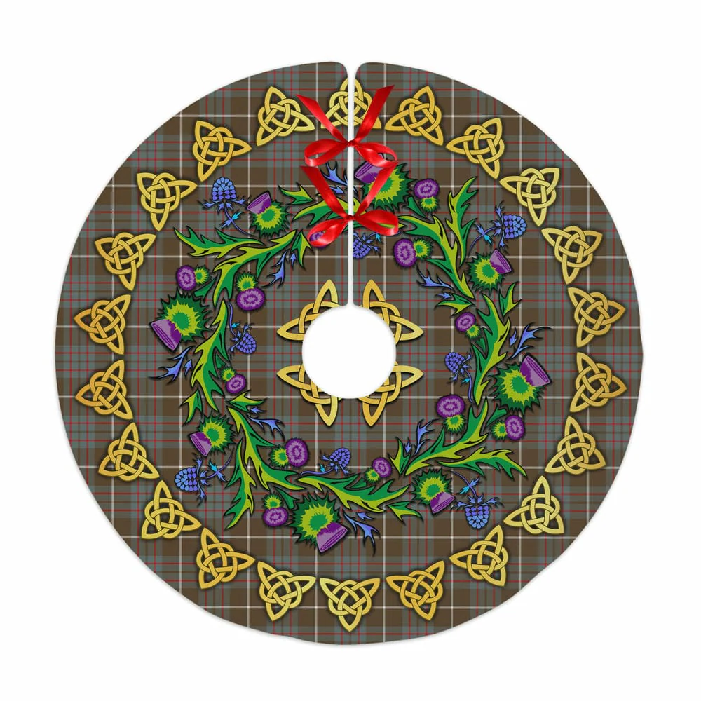 Scottish MacIntyre Hunting Weathered Tartan Thistle Celtic Knot Christmas Tree Skirt
