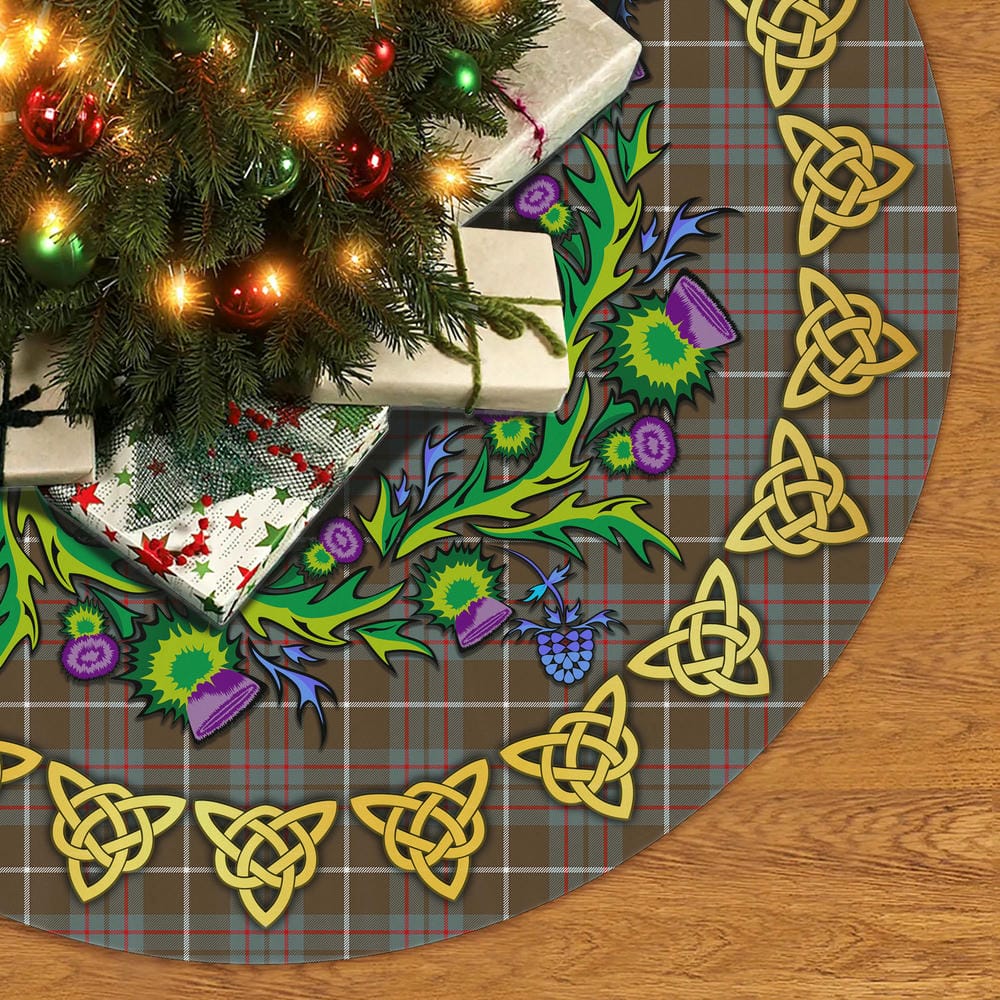 Scottish MacIntyre Hunting Weathered Tartan Thistle Celtic Knot Christmas Tree Skirt - Image 2