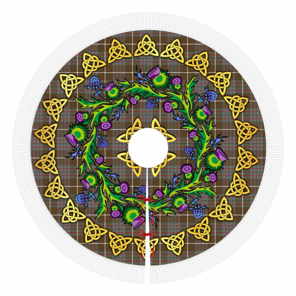 Scottish MacIntyre Hunting Weathered Tartan Thistle Celtic Knot Christmas Tree Skirt - Image 4