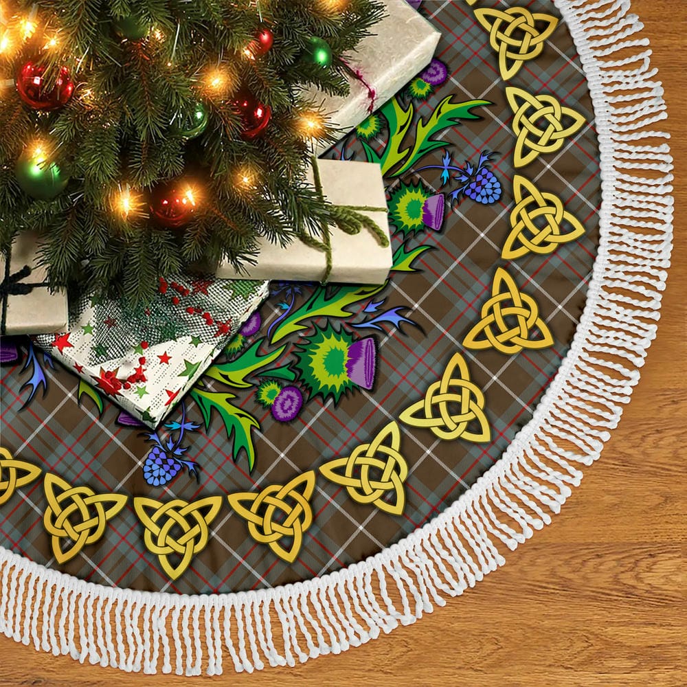 Scottish MacIntyre Hunting Weathered Tartan Thistle Celtic Knot Christmas Tree Skirt - Image 5