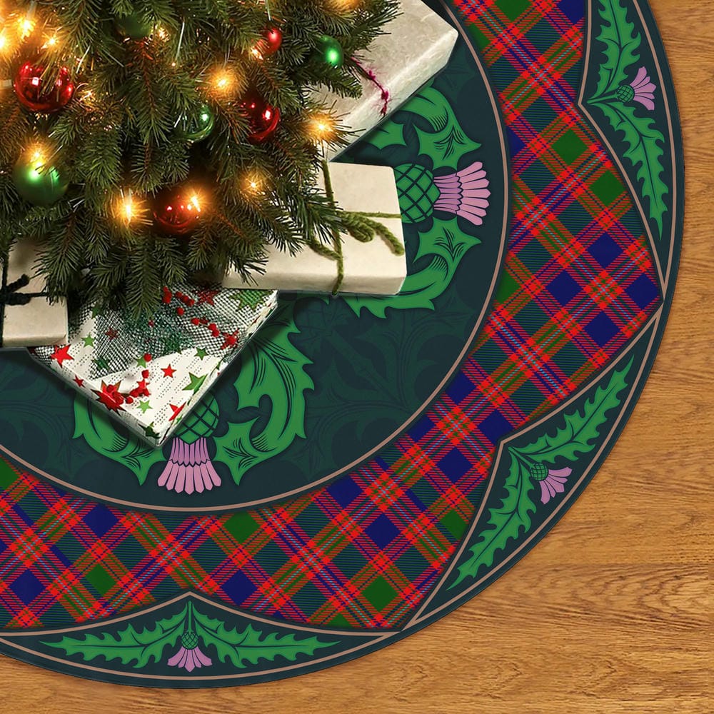 Scottish MacIntyre Modern Tartan Christmas Tree Skirt Old Scottish Thistle Flower - Image 2
