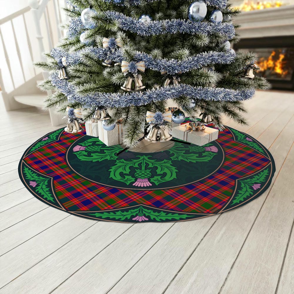 Scottish MacIntyre Modern Tartan Christmas Tree Skirt Old Scottish Thistle Flower - Image 3