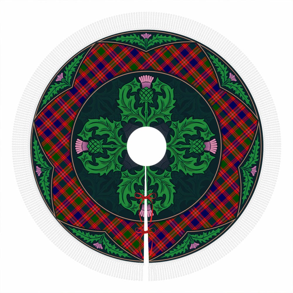 Scottish MacIntyre Modern Tartan Christmas Tree Skirt Old Scottish Thistle Flower - Image 4