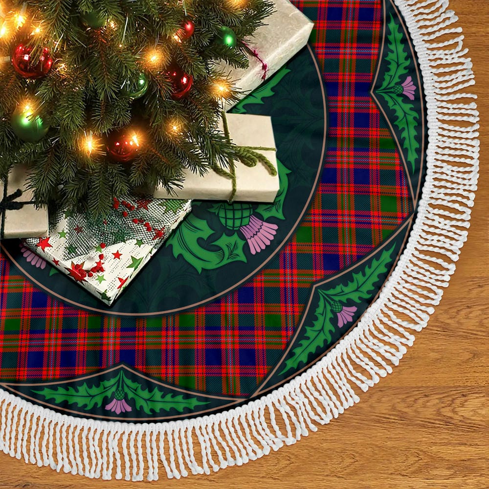 Scottish MacIntyre Modern Tartan Christmas Tree Skirt Old Scottish Thistle Flower - Image 5