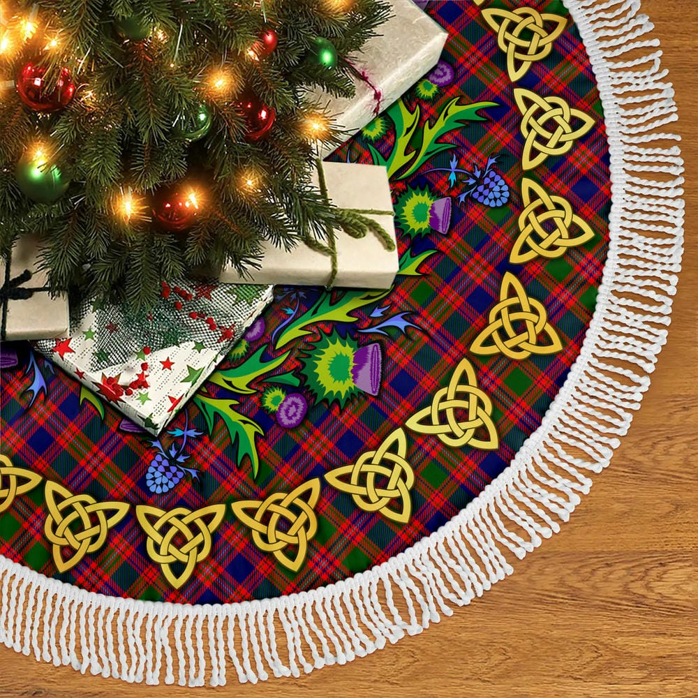 Scottish MacIntyre Modern Tartan Thistle Celtic Knot Christmas Tree Skirt - Image 5