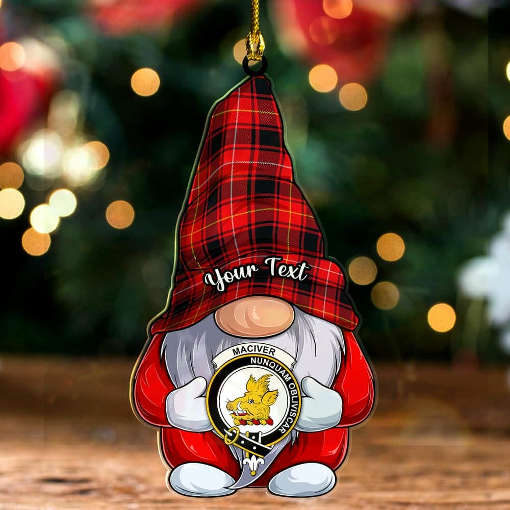 Scottish MacIver Clan Badge Tartan Christmas Gnome Ornament Custom Personalized - Image 2