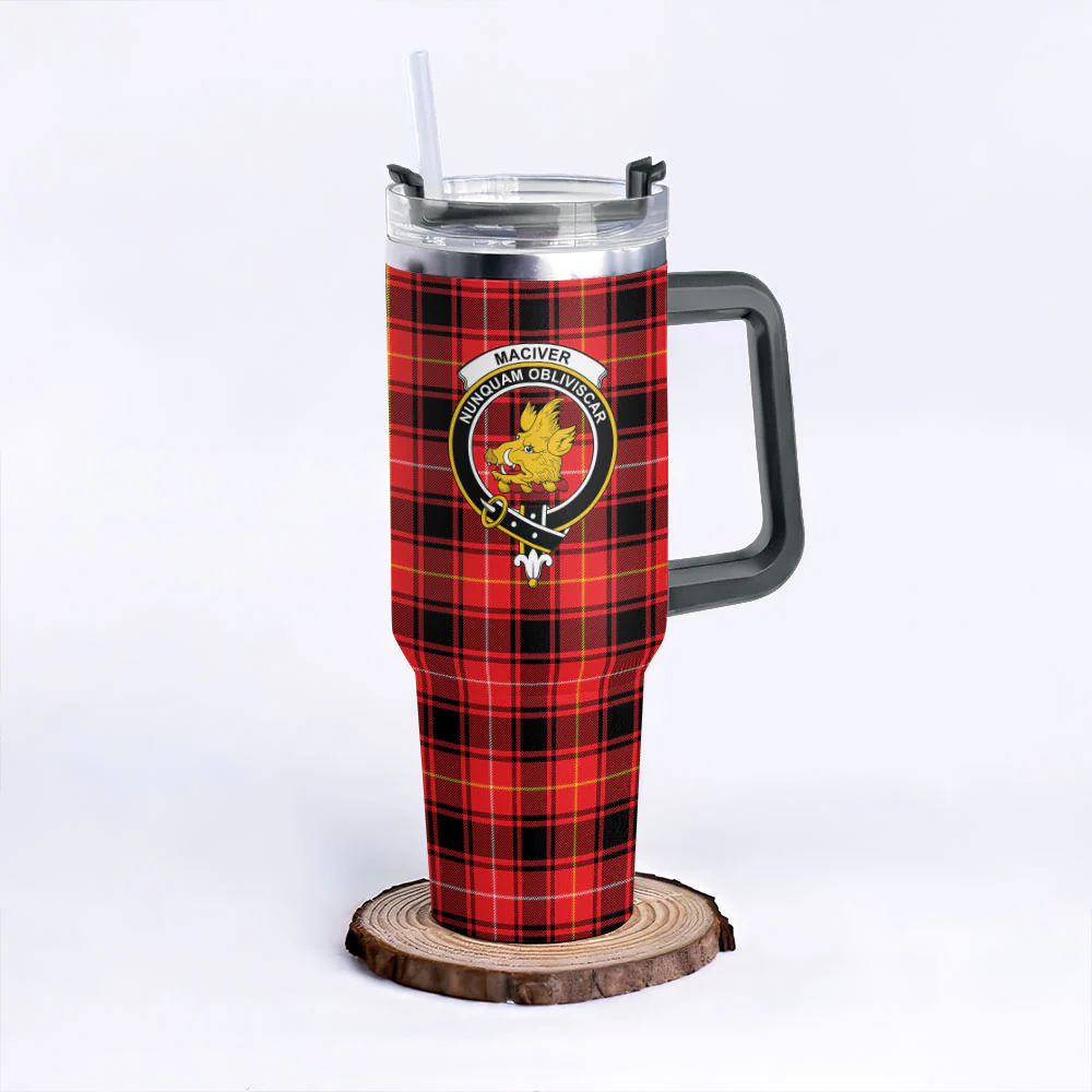 Scottish MacIver Modern Clan Badge Tartan 40oz Tumbler - Image 6