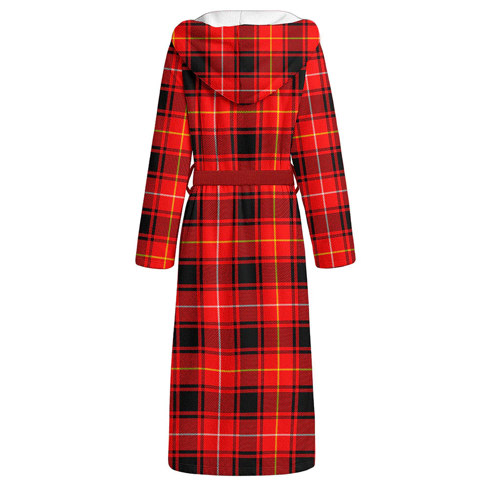 Scottish MacIver Modern Clan Badge Tartan Flannel Hooded Bathrobe - Image 2