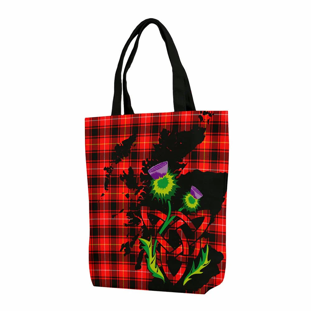 Scottish MacIver Modern Tartan Canvas Bag With Shoulder Strap With Thistle