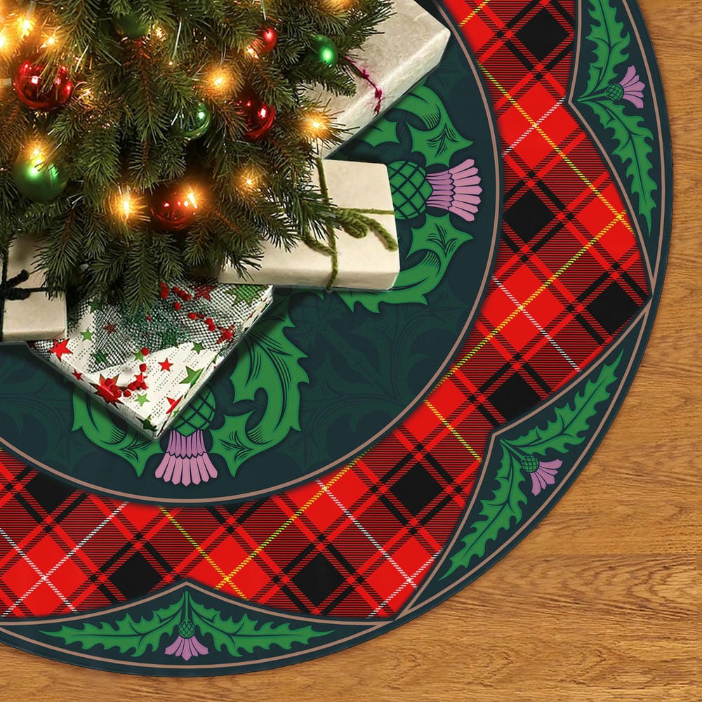 Scottish MacIver Modern Tartan Christmas Tree Skirt Old Scottish Thistle Flower - Image 2