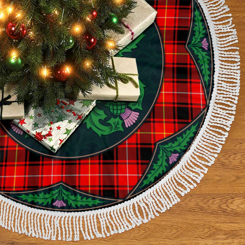 Scottish MacIver Modern Tartan Christmas Tree Skirt Old Scottish Thistle Flower - Image 5