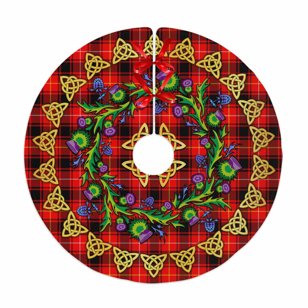 Scottish MacIver Modern Tartan Thistle Celtic Knot Christmas Tree Skirt