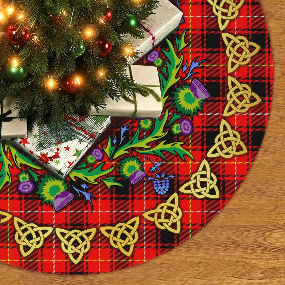Scottish MacIver Modern Tartan Thistle Celtic Knot Christmas Tree Skirt - Image 2