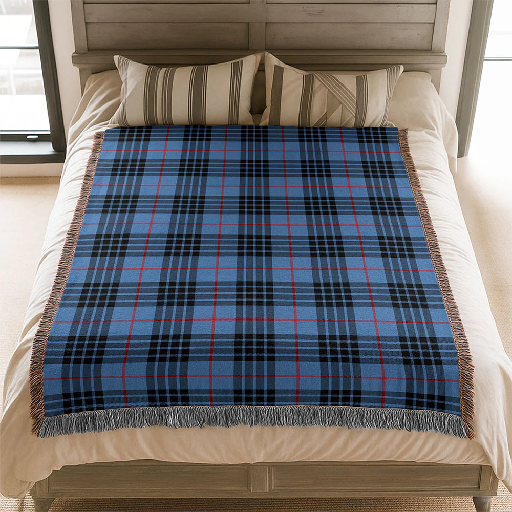 Scottish MacKay Blue Clan Badge Tartan Woven Blanket - Image 3