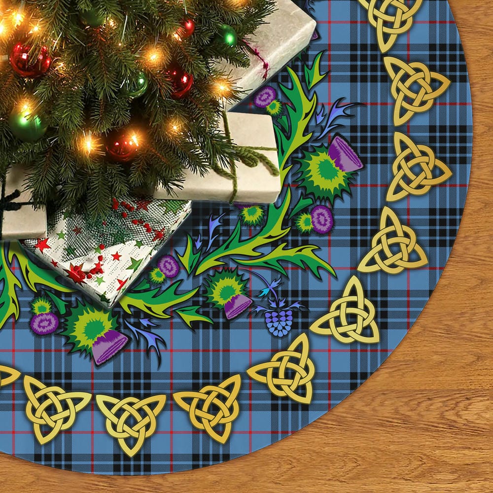 Scottish MacKay Blue Tartan Thistle Celtic Knot Christmas Tree Skirt - Image 2