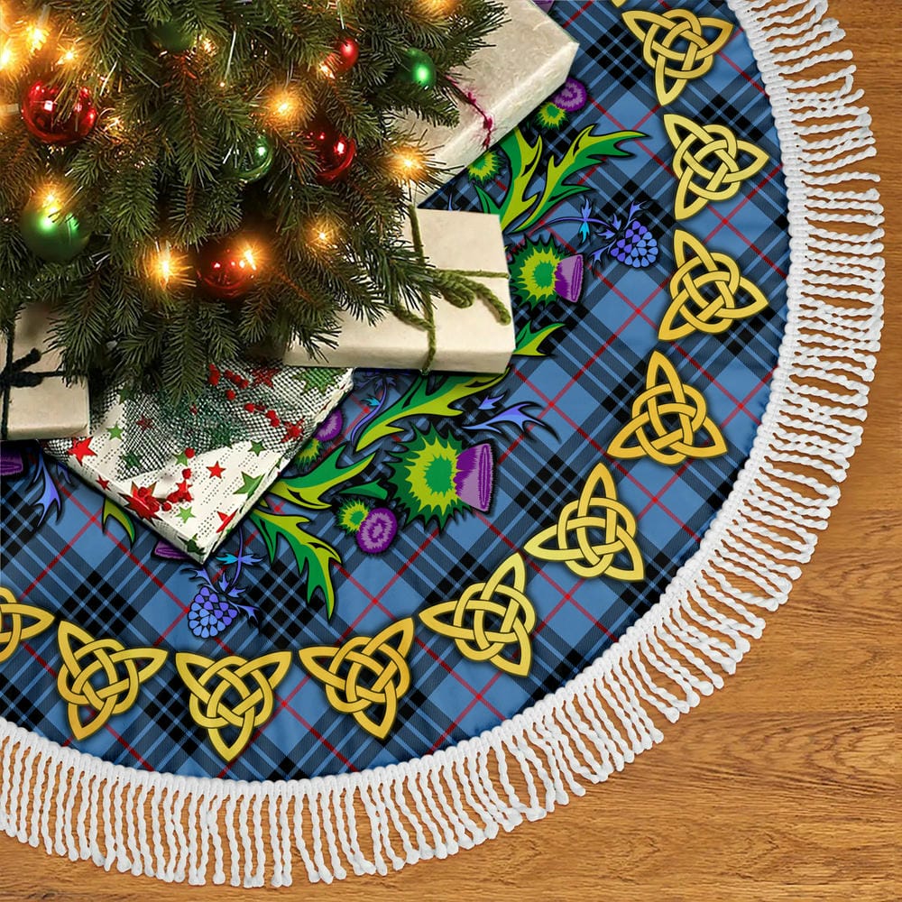 Scottish MacKay Blue Tartan Thistle Celtic Knot Christmas Tree Skirt - Image 5