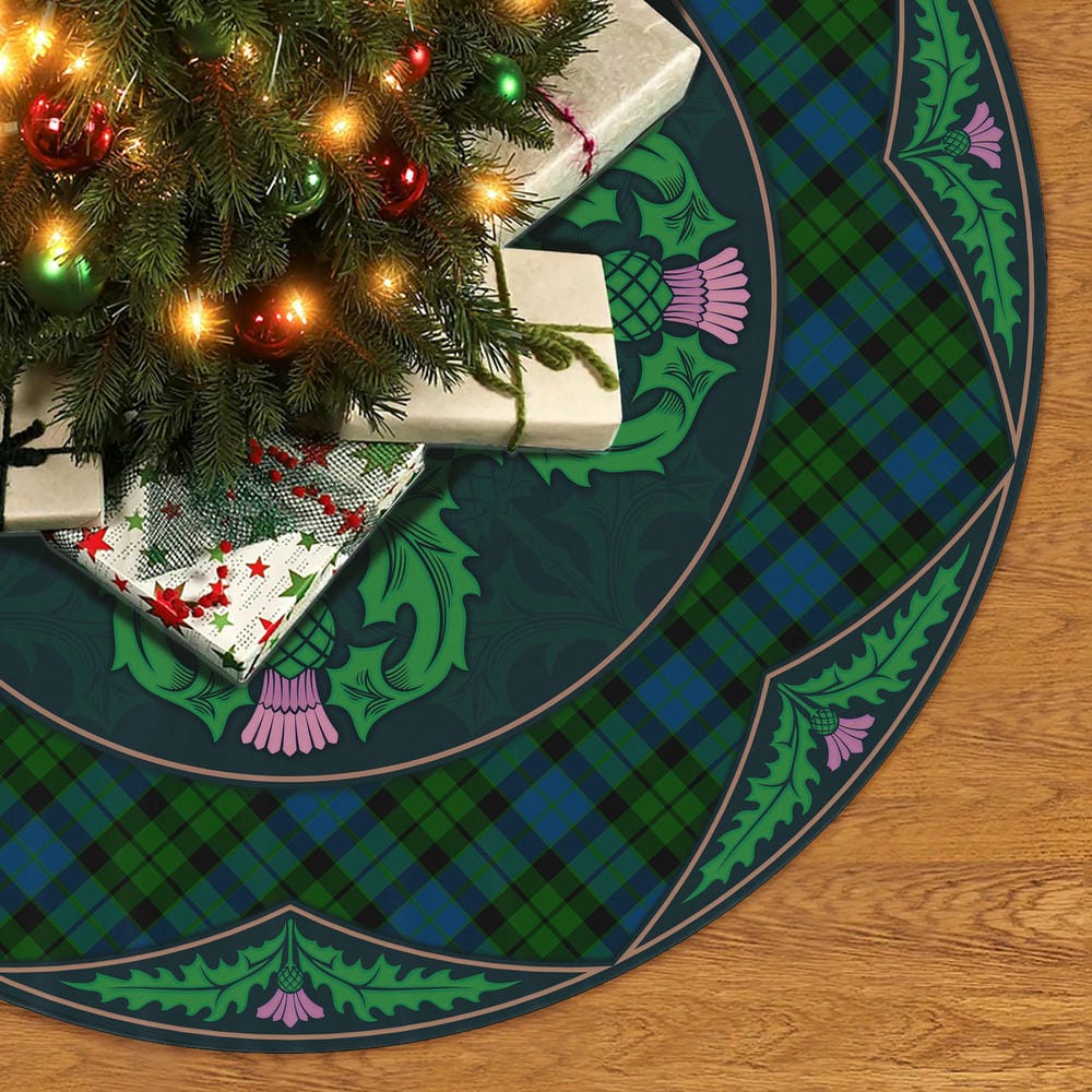 Scottish MacKay Modern Tartan Christmas Tree Skirt Old Scottish Thistle Flower - Image 2