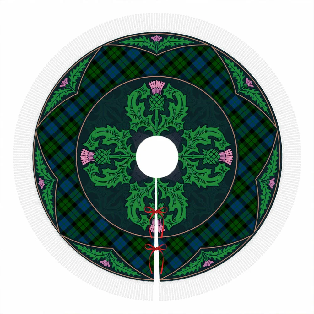 Scottish MacKay Modern Tartan Christmas Tree Skirt Old Scottish Thistle Flower - Image 4