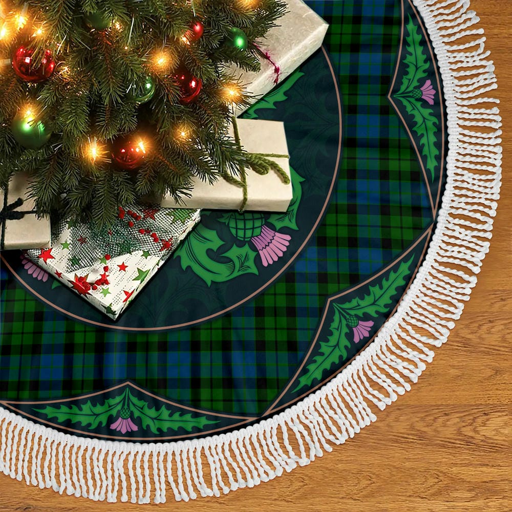 Scottish MacKay Modern Tartan Christmas Tree Skirt Old Scottish Thistle Flower - Image 5