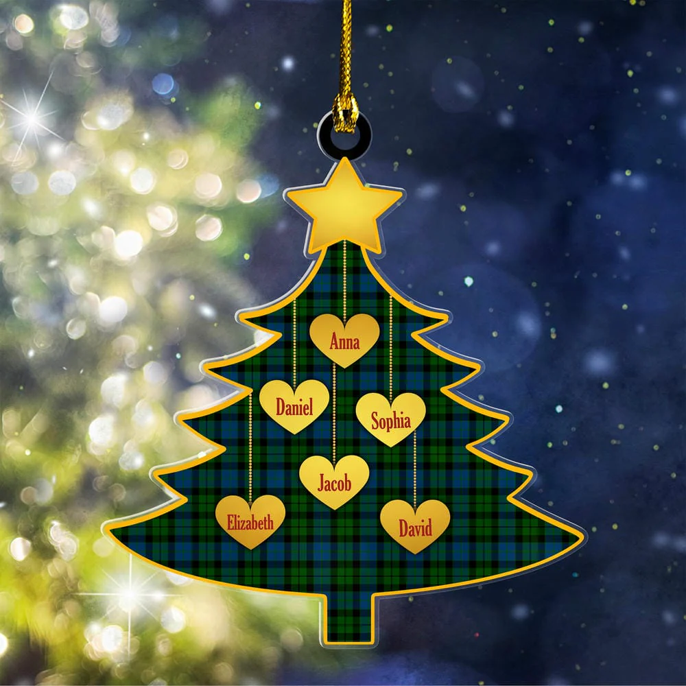 Scottish MacKay Modern Tartan Ornament Custom Family Christmas Tree