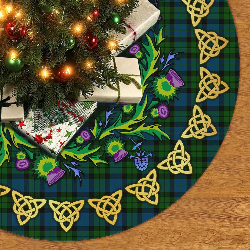 Scottish MacKay Modern Tartan Thistle Celtic Knot Christmas Tree Skirt - Image 2