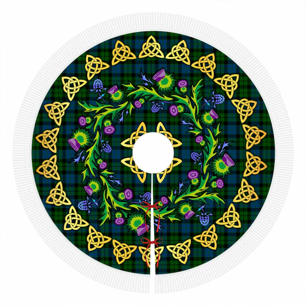 Scottish MacKay Modern Tartan Thistle Celtic Knot Christmas Tree Skirt - Image 4