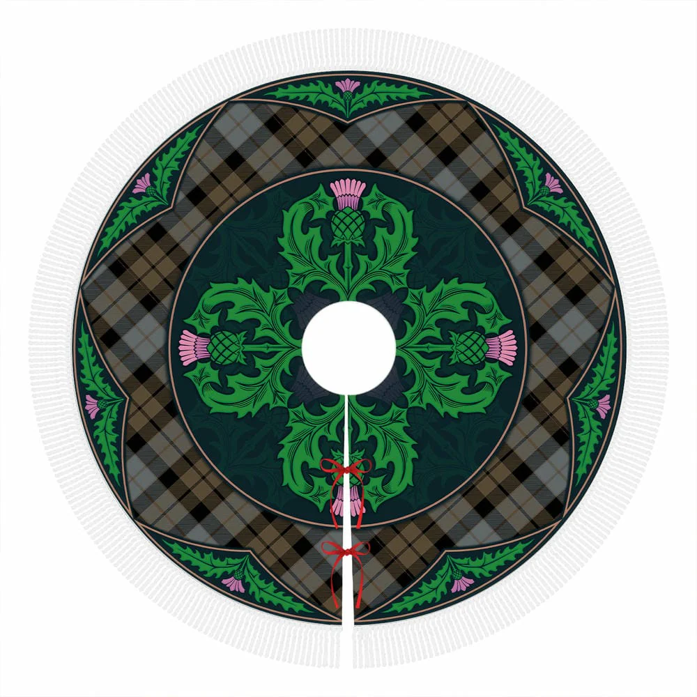 Scottish MacKay Weathered Tartan Christmas Tree Skirt Old Scottish Thistle Flower - Image 4